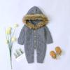 Bestgift Infant Baby Boy Girl Sweater Jumpsuit Faux Fur Hoodie One-Piece Romper Gray 9-12 months view 4