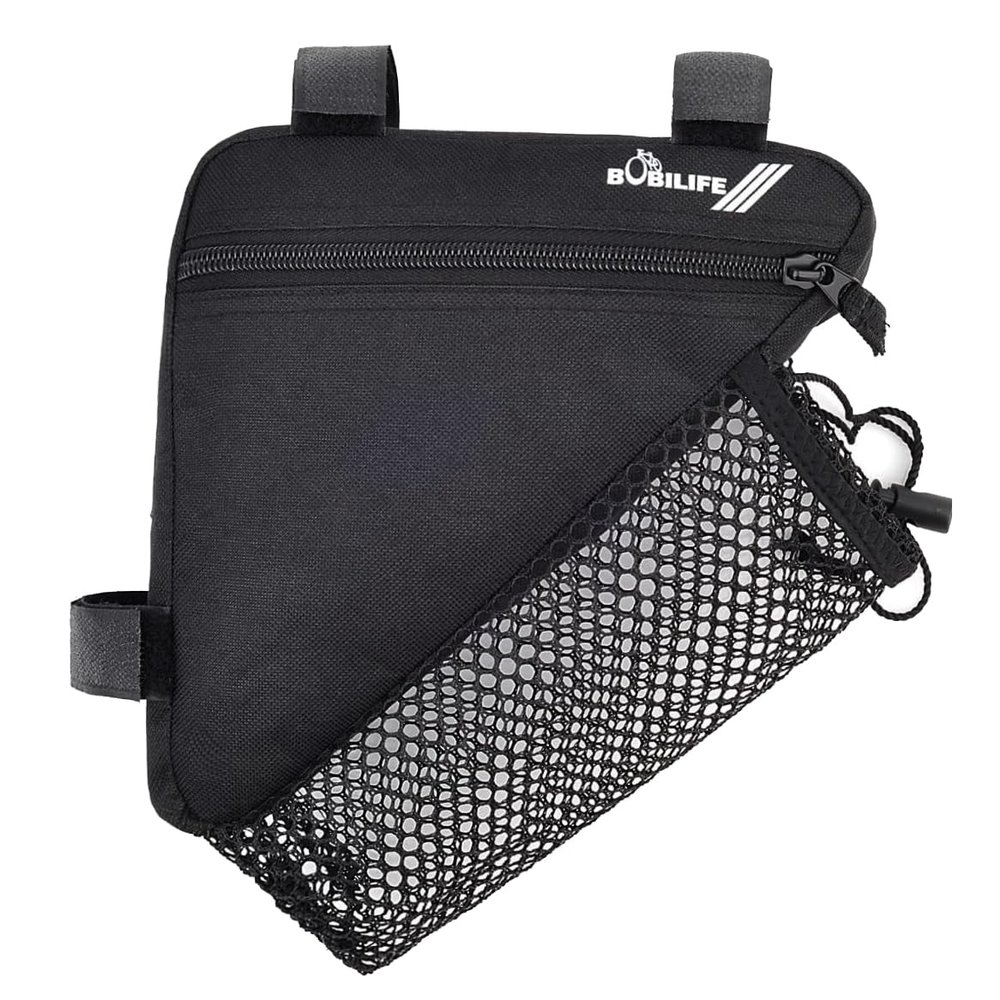 BOBILIFE Bike Triangle Frame Bag with Bottle/Mini Speaker Holder - Bicycle Cycling Storage Triangle Top Tube Front Pouch Saddle Bag for Road and Mountain Bikes (Bag Only)