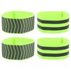 BESPORTBLE 4pcs Reflective Wrist Bands High Visibility Safety Straps for Night Running and Biking Stretchable Reflective Gear for Men and Women Green Double Stripes and Arrow Pattern view 1