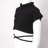 easyforever Kids Big Girls Basic Ballet Jazz Modern Dance Gymnastics Sash Tie Waist Crop Top Active Sport Shirts Black Short Sleeves 6 view 4
