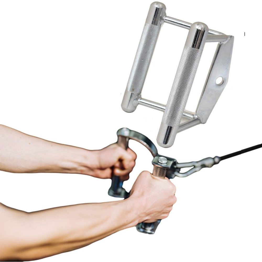 5 Star TD Double D Row Handle Cable Attachment Non Slip Handle for Weight Lifting | LAT Pull Down Bar | Exercise V Handle Tricep Bar Press Down Machine Attachments Accessories Chrome Finish