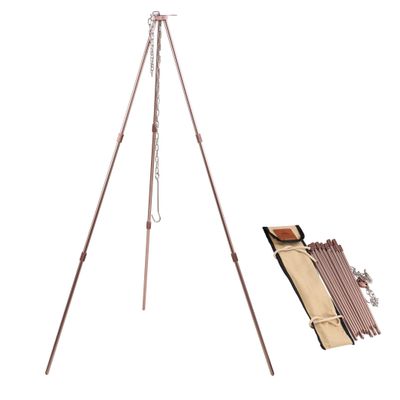 CAMPINGMOON Camping Campfire Tripod with Carrying Bag Portable Lightweight Aluminum 31.5-inch Height Stainless Steel Chain Bronze