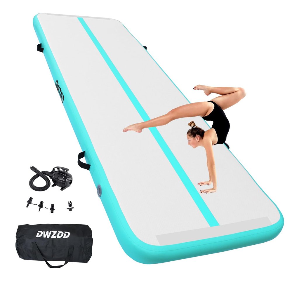 Dwzdd Gymnastics Air Mat 10ft/13ft/16ft/20ft Tumbling Mat Inflatable Gymnastics Tumble Track for Home/Gym/Training/Cheerleading/Water with Electric Pump