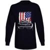 1969 Corvette Front Grill View Silhouette with Us Flag Long Sleeve T Shirt XL Black view 1