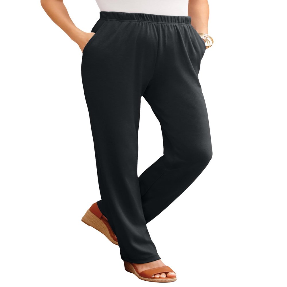 Jessica London Women's Plus Size Soft Ease Straight Leg Pant - 14/16, Black