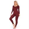 Liang Rou Women's Crewneck Long Johns Ultra Thin Modal Thermal Underwear Top & Bottom Set Dark Rosewood X-Large