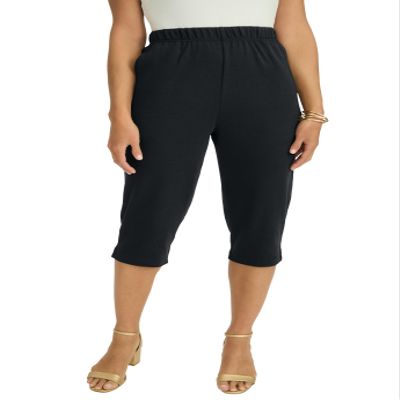 Jessica London Women's Plus Size Soft Ease Capri - 14/16, Black