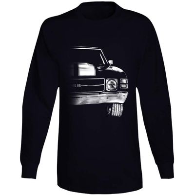 1971 Chevy Chevelle Ss Front Half Grill View Silhouette Long Sleeve T Shirt L Black