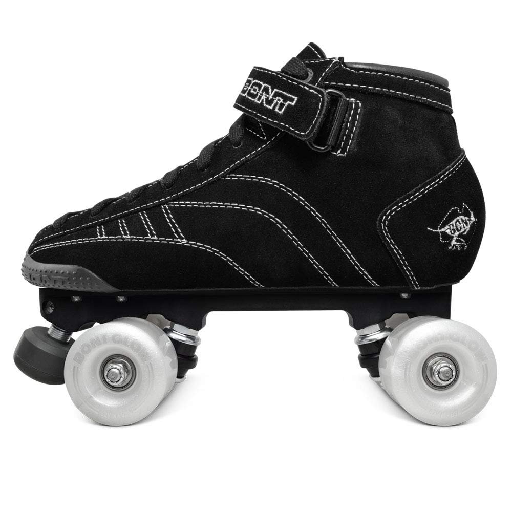 Bont Skates - Prostar Black Suede Professional Roller Skates with Glow Light Up Led Wheels - Indoor and Outdoor (Bont 5)