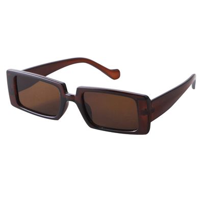 ADE WU Rectangle Sunglasses for Women Men 90s Vintage Fashion Cool Chunky Rectangular Rave Sun Glasses, Brown Lense