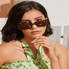ADE WU Rectangle Sunglasses for Women Men 90s Vintage Fashion Cool Chunky Rectangular Rave Sun Glasses, Brown Lense view 2