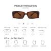 ADE WU Rectangle Sunglasses for Women Men 90s Vintage Fashion Cool Chunky Rectangular Rave Sun Glasses, Brown Lense view 3