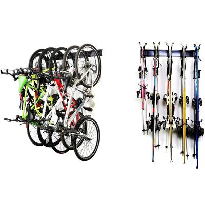 Ultrawall Stainless Steel Bike Storage Rack and 24-Inch Wall Mounted Ski Rack