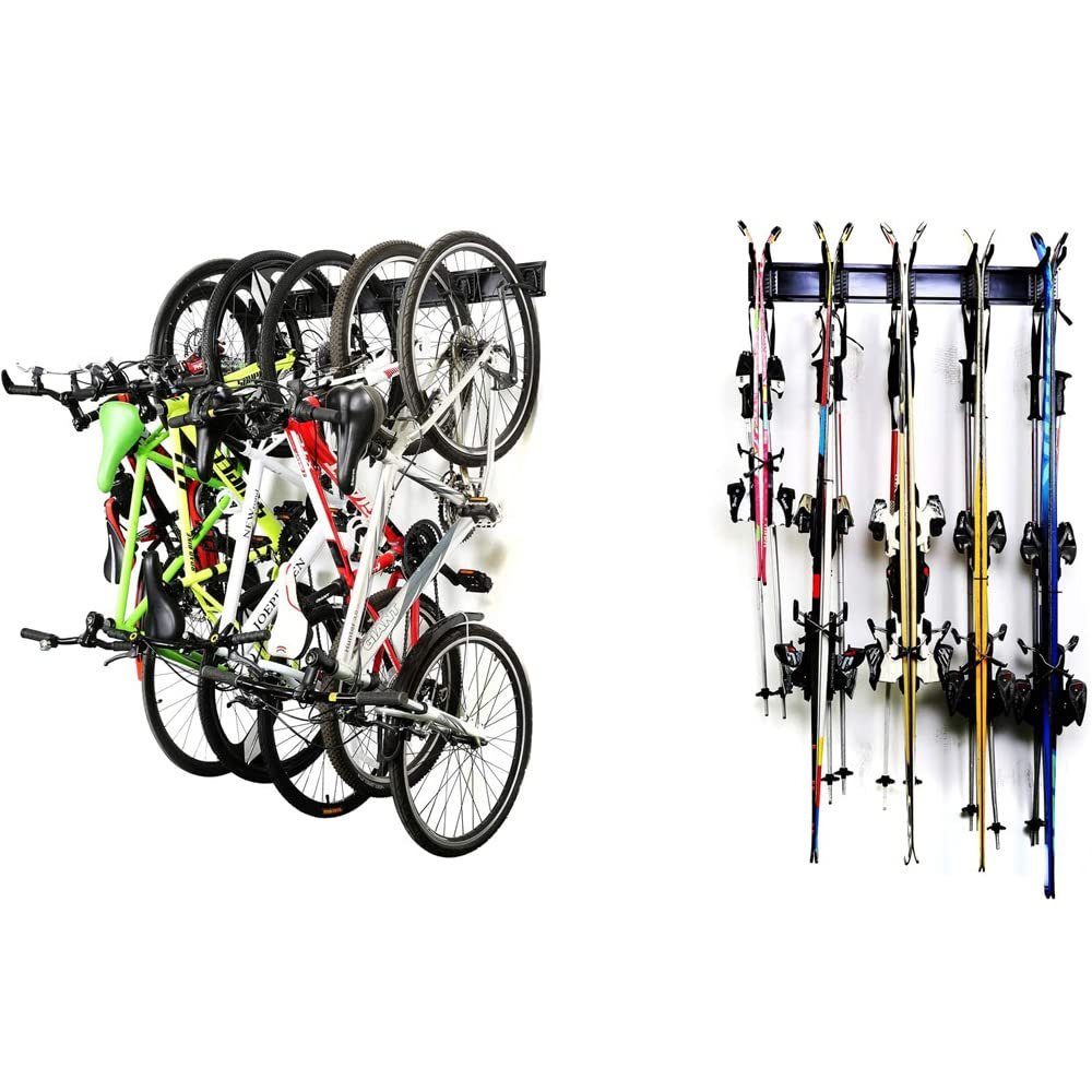Ultrawall Stainless Steel Bike Storage Rack and 24-Inch Wall Mounted Ski Rack