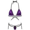Active Women Lingerie Set Halter Neck Self-tie Bra Top with G-String Briefs Underwear (Color : Purple, Size : One Size) view 1