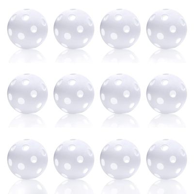 Anteer 12 Pack Plastic Baseball Practice Baseballs for Hitting, Indoor Outdoor Lightweight Balls Baseball Batting Training(White)