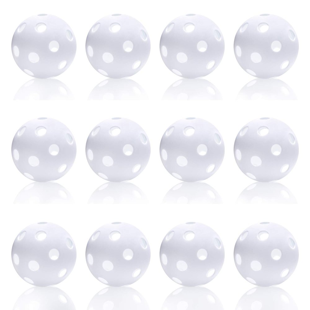 Anteer 12 Pack Plastic Baseball Practice Baseballs for Hitting, Indoor Outdoor Lightweight Balls Baseball Batting Training(White)
