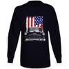 1955 Chevy Bel Air Front Grill View Silhouette with Us Flag Long Sleeve T Shirt M Black view 1