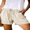 ANFTFH Women Cotton Short Comfy Drawstring Casual Elastic Waist Pocketed Shorts Pants Khaki L view 1