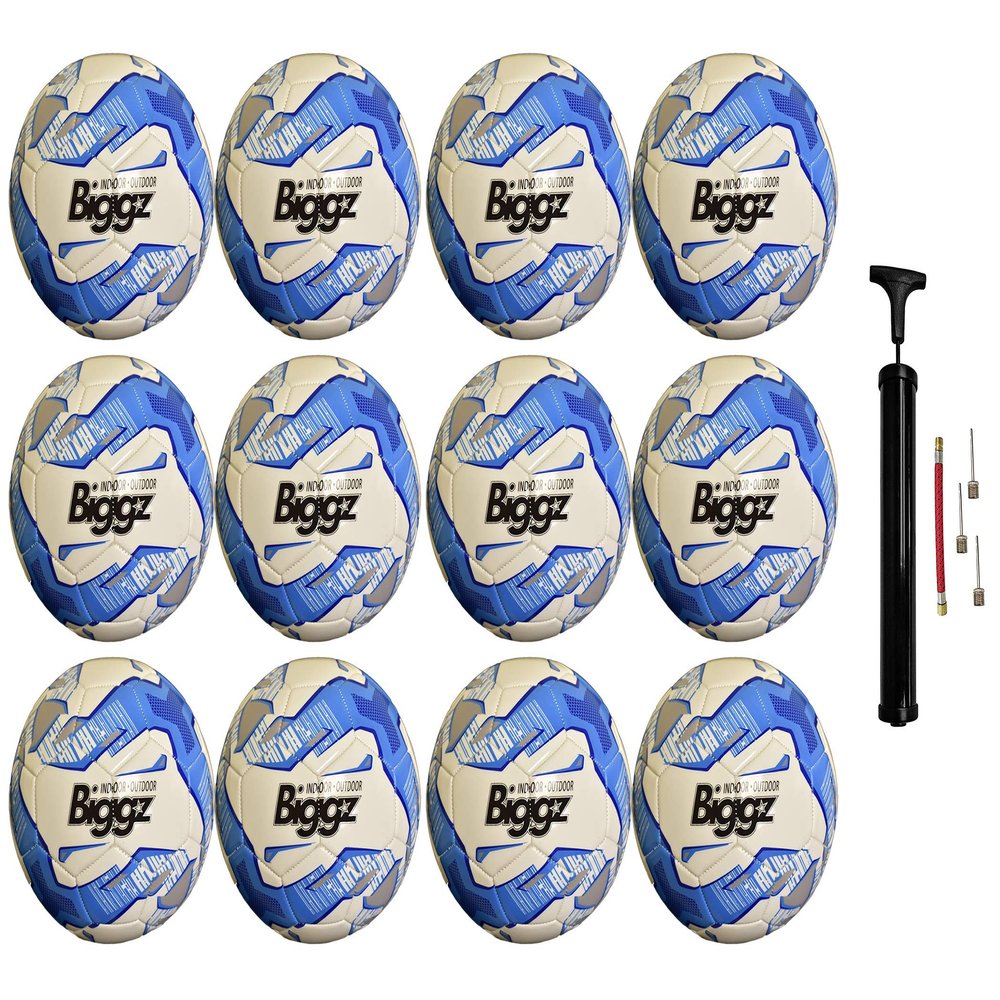 Biggz (Pack of 12) Premium Tundra Soccer Balls Size 5 with Hand Pump
