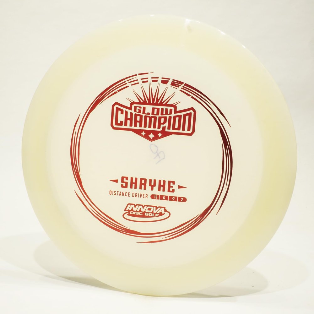 Innova Glow Champion Shryke Disc Golf Distance Driver, Glows in The Dark, Pick Color/Weight [Stamp & Exact Color May Vary] White 173-175 Grams