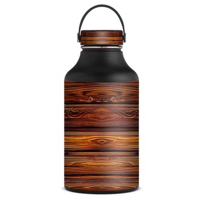 Skin Decal for Hydro 64 oz Flask Wide Mouth Water Bottle Vinyl Wrap Only - Red Deep Mahogany Wood Pattern