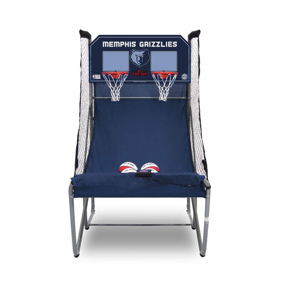 Pop-A-Shot - Home Dual Shot with Memphis Grizzlies NBA Graphics l Sensor Scoring l 16 Game Modes l 7 Balls l Foldable Storage l for All NBA Fans