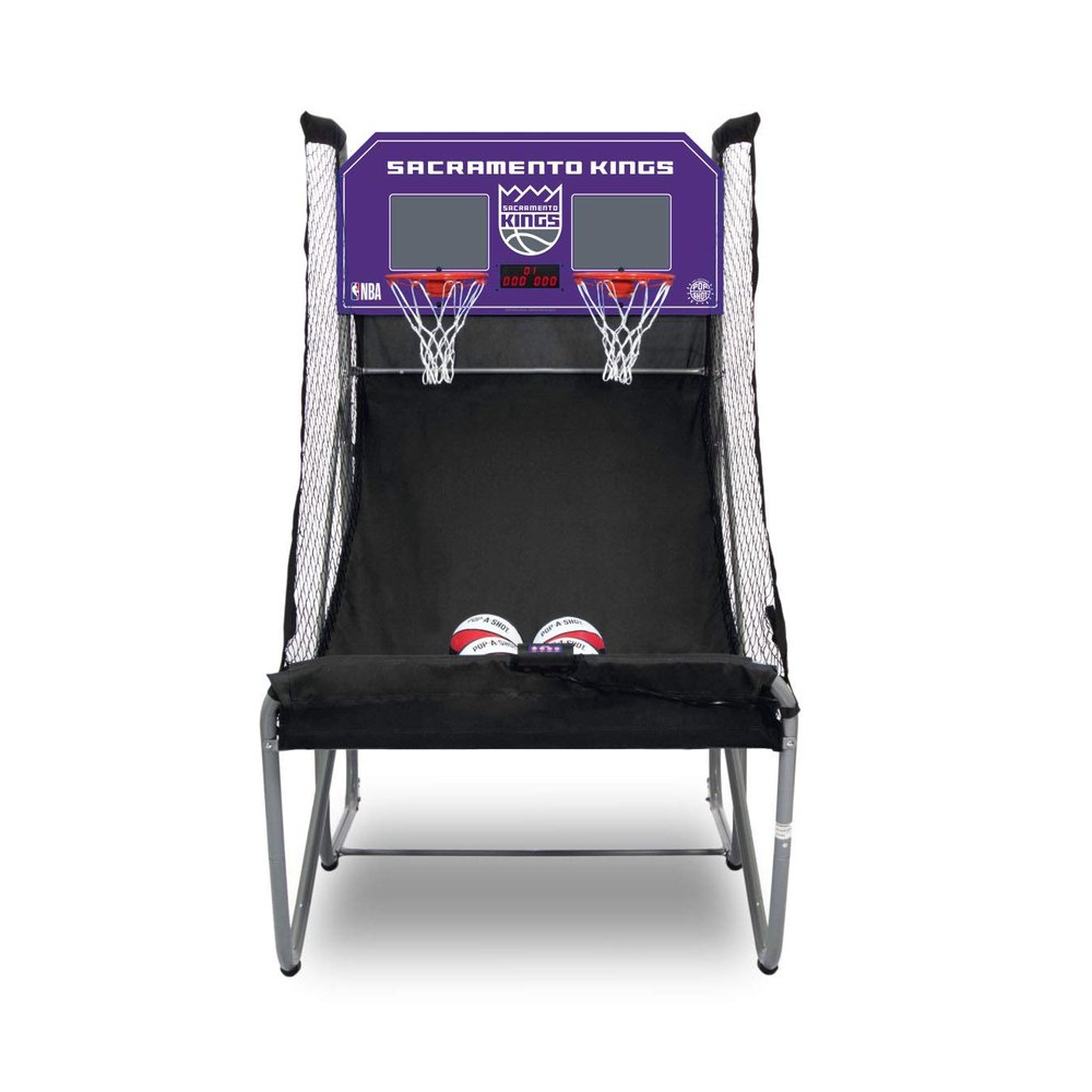 Pop-A-Shot - Home Dual Shot with Sacramento Kings NBA Graphics l Sensor Scoring l 16 Game Modes l 7 Balls l Foldable Storage l for All NBA Fans