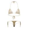 ACSUSS Women Floral Handmade Crochet Lingerie Suit Hollow Out Bikini Set Two-Piece Micro Swimsuit Beige M view 1