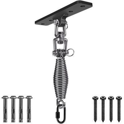 Dolibest Heavy Bag Hanger, Wall Ceiling Mount Hook 360 Rotation Wood Beam Holder Body Weight Strength Training Systems, Wood Beam Holder with Spring and 1 Carabiner, 4Wood Screws for Wooden Sets