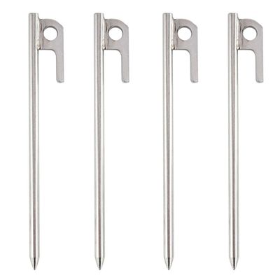 Wakauto 4pcs Stainless Steel Tent Pegs for Camping Hiking Outdoor Activities Lightweight Ground Anchors for Secure Tent Setup and Stability