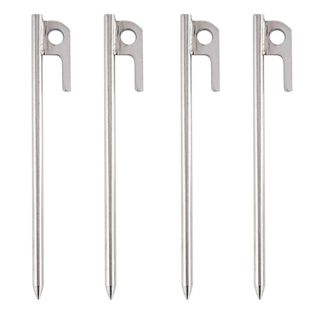 Wakauto 4pcs Stainless Steel Tent Pegs for Camping Hiking Outdoor Activities Lightweight Ground Anchors for Secure Tent Setup and Stability