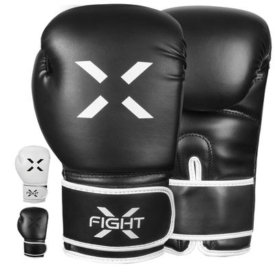 FightX Professional Boxing Gloves Men Women Pro Training Sparring Gloves, Heavy Bag, MMA Kickboxing Muay Thai Gloves Hook & Loop with Wrist Support 8 Oz Guantes de Boxeo (6 10 12 14 16 Oz) (B/W)
