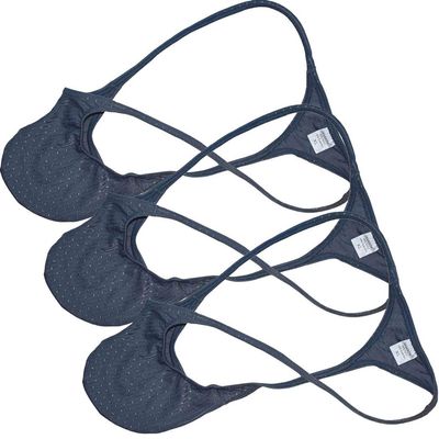 OROCOJUCO Men's Spandex Pouch Mini Thong Sexy Underwear Shiny Dots Cheeky T-Back 3-Pack(Gray) XL