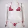 ACSUSS Women Floral Handmade Crochet Lingerie Suit Hollow Out Bikini Set Two-Piece Micro Swimsuit Watermelon Red M view 3