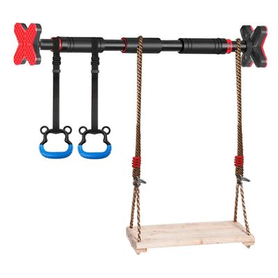 Pull-Up Bars Portable Steel Horizontal Bar, Wall-Mounted Sports and Fitness Training Pole, with Children's Ring and Swing, Load 250kg, 70-145CM (Size : 70-96CM)