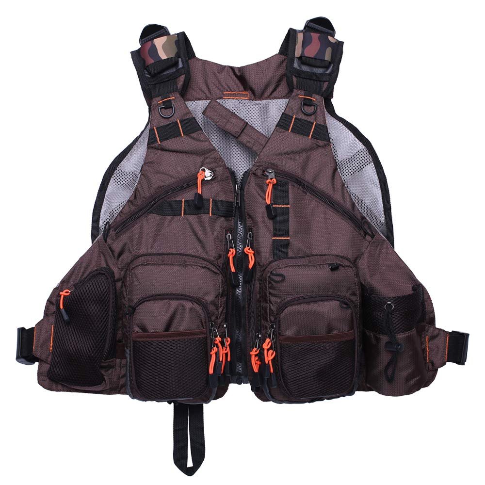 Kylebooker Fly Fishing Vest Pack Adjustable for Men and Women (Brown)