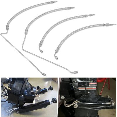 Power Trim Tilt Hydraulic Ram Cylinder Hose Kit Compatible with Mercruiser Alpha I Gen I 16-3/16" Gen II Bravo 1 2 3, Braided Stainless Steel Hoses Fits for 9B-106 and 9B-116 Trim Cylinders