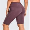 CRZ YOGA Women's Naked Feeling Long Biker Shorts - 10'' High Waisted Workout Gym Running Spandex Shorts Side Pockets Arctic Plum Large view 2