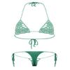 ACSUSS Women Floral Handmade Crochet Lingerie Suit Hollow Out Bikini Set Two-Piece Micro Swimsuit Green M view 2