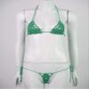 ACSUSS Women Floral Handmade Crochet Lingerie Suit Hollow Out Bikini Set Two-Piece Micro Swimsuit Green M view 3