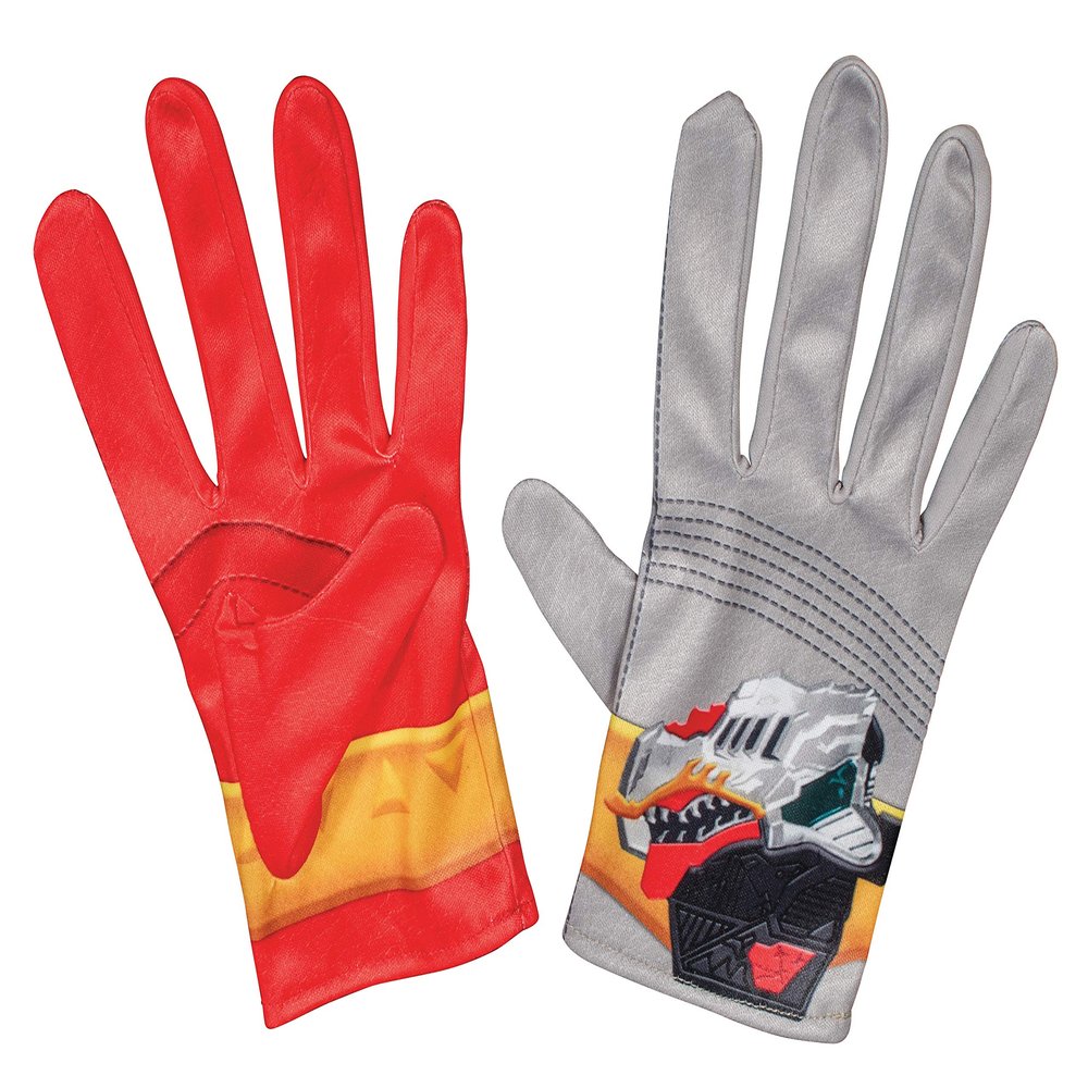 Disguise Red Ranger Gloves for Kids, Official Power Rangers Dino Fury Costume Accessories, Child Size
