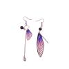 Faerie Butterfly Wing Foil Rhinestone Earrings Necklace Set Unique Fairy Simulation Big Monarch Butterflies Earring Classy Handmade Jewelry for Women-Purple Silver view 1