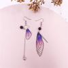Faerie Butterfly Wing Foil Rhinestone Earrings Necklace Set Unique Fairy Simulation Big Monarch Butterflies Earring Classy Handmade Jewelry for Women-Purple Silver view 2