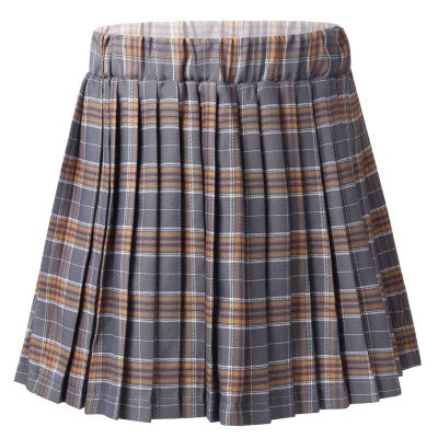 easyforever Kids Girls Knee Length Summer Skater Skirt Elastic Waist Pleated A-line Skirt School Uniform Grey 4