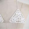 ACSUSS Women Floral Handmade Crochet Lingerie Suit Hollow Out Bikini Set Two-Piece Micro Swimsuit White M view 4