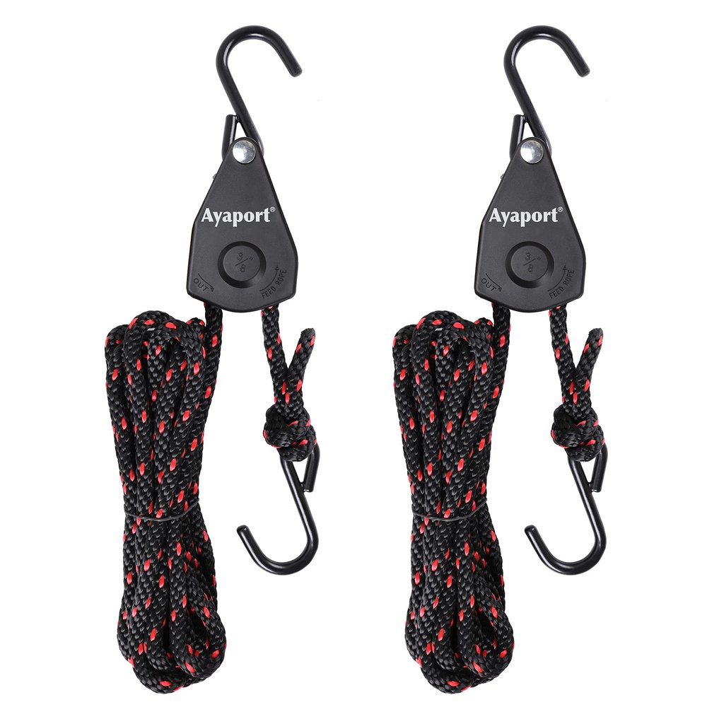 Ayaport Kayak Rope Tie Down Ratchet Straps Bow and Stern Ratcheting Tie Downs Rope Hanger Kayak and Canoe Accessories