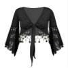 easyforever Womens Lace Flared Sleeves Knot Front Shawl Glitter Bead Tassel Belly Dance Top Dancewear Black X-Large view 3