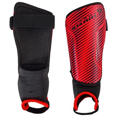 Vizari Matera Soccer Shin Guards | Shinguards for Adults and Kids with Ankle Protection (Red/Black, X-Small)