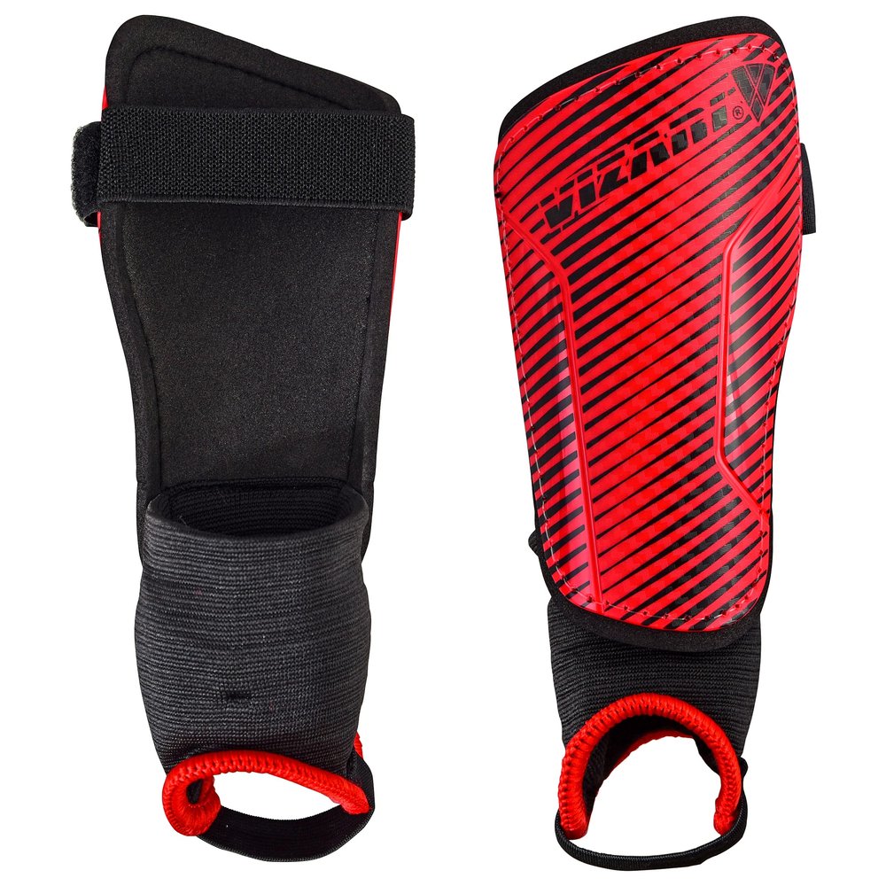 Vizari Matera Soccer Shin Guards | Shinguards for Adults and Kids with Ankle Protection (Red/Black, X-Small)